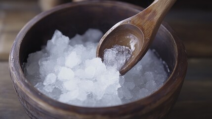 Lod Chong strands falling into a bowl of crushed ice water from a press.