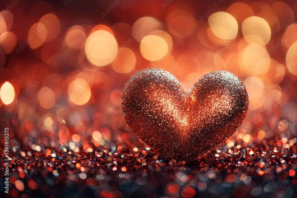 Aufkleber shimmering heart shape sparkles on a vibrant glittery background creating a romantic atmosphere for 