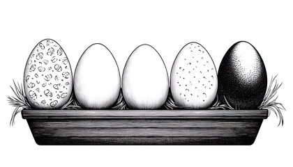 Eggs in a Wooden Tray