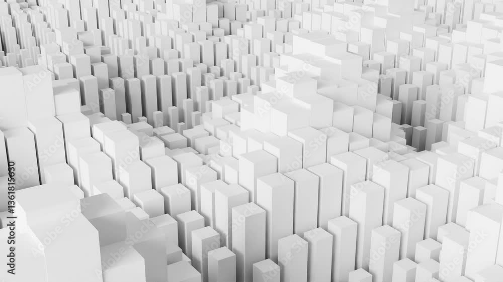 Poster 3d rendering abstract art animation with white moving shape