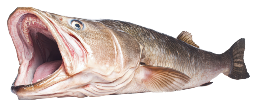 Fishing adventure large fish caught lake wildlife outdoors isolated on transparent background