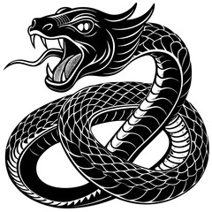 Fototapeta premium A vector silhouette of a snake coiled up