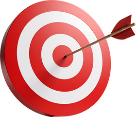 Red and White Target with Arrow in Bullseye and Transparent Background