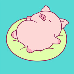 Cute Adorable Pig Cartoon Illustration