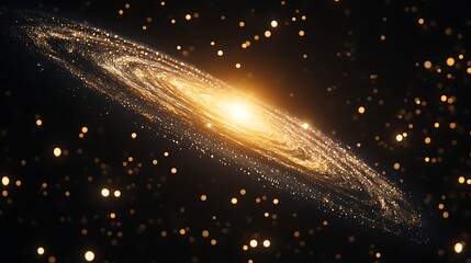 Obraz premium Golden spiral galaxy in dark space. (2)