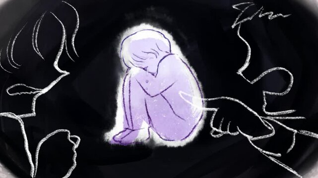 両親の精神的DV、言葉の暴力に泣き出す子供のアニメ
