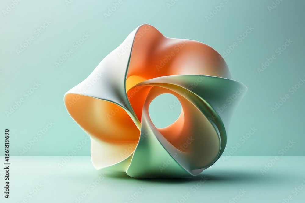 Aufkleber colorful abstract sculpture displayed on a light green surface with soft shadows