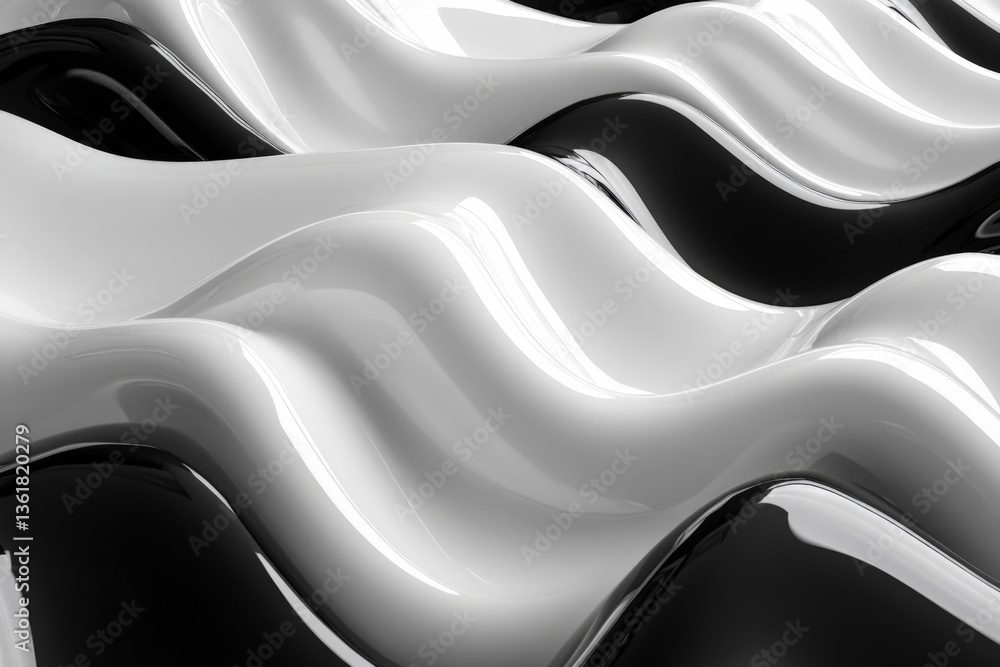 Poster Curved black and white patterns create a mesmerizing visual effect in modern design during daylight