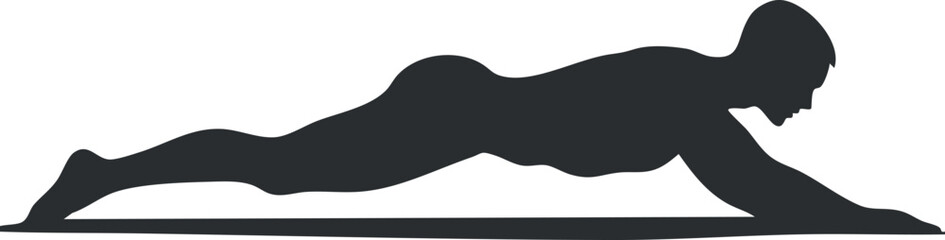 Fototapeta premium Vector silhouette of a person in plank position for fitness and workout themes.