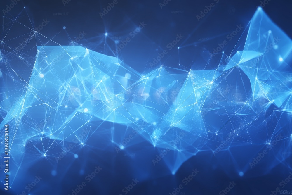 Aufkleber Digital abstract background showcases interconnected lines and shapes, illustrating technology and innovation in a vibrant blue hue