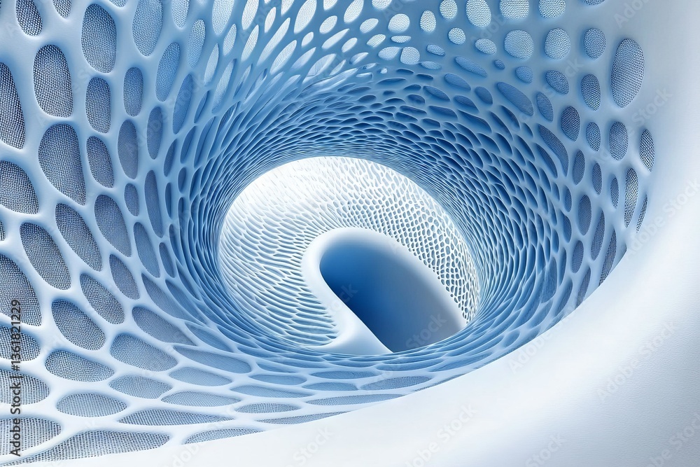 Poster intricate blue tunnel woven with delicate patterns creates a sense of depth and infinity in a virtua