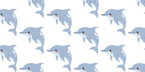 Playful dolphins swimming in a whimsical underwater pattern for children's decor