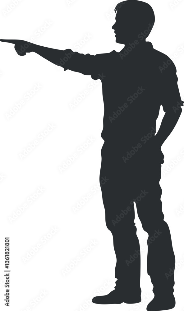 Poster silhouette of a man pointing for design and communication concepts.