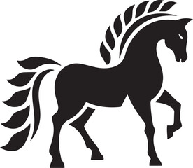 Fototapeta premium Elegant Black Horse Silhouette – Stylized Vector Clipart for Design & Logo