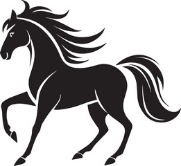 Obraz premium Graceful Running Horse Silhouette – Black Vector Clipart for Design & Logos