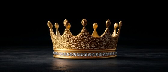Golden Crown on Dark Surface