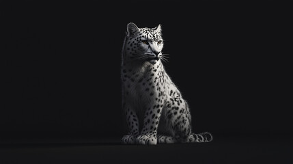 Snow leopard sitting like a king, royal leopard on the snowy peak, snow leopard's silence in a royal pose, snow leopard's regal presence