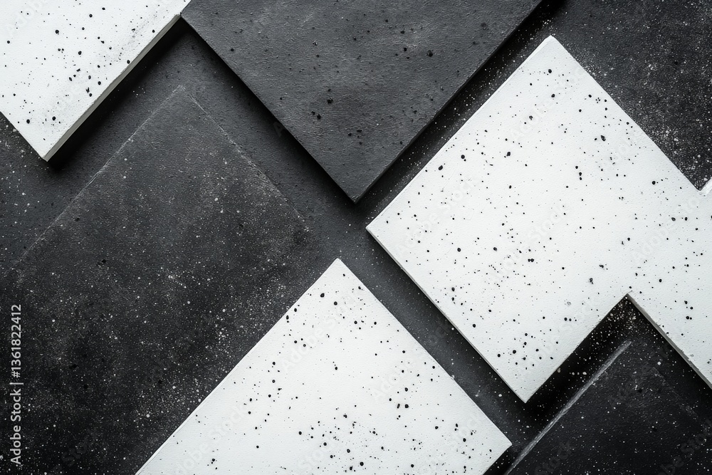 Aufkleber modern geometric design featuring contrasting black and white surfaces arranged in an artistic patte
