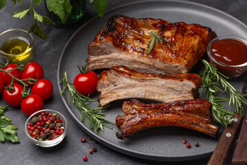 BBQ ribs, delicious grilled meat