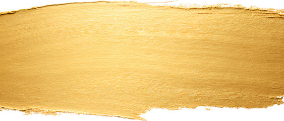 Stroke of gold paint with a transparent background
