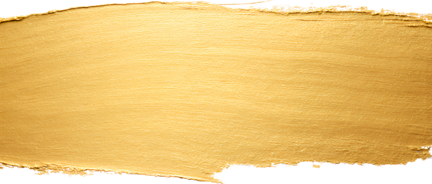 Stroke of gold paint with a transparent background