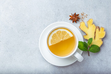 cup of lemon and ginger tea