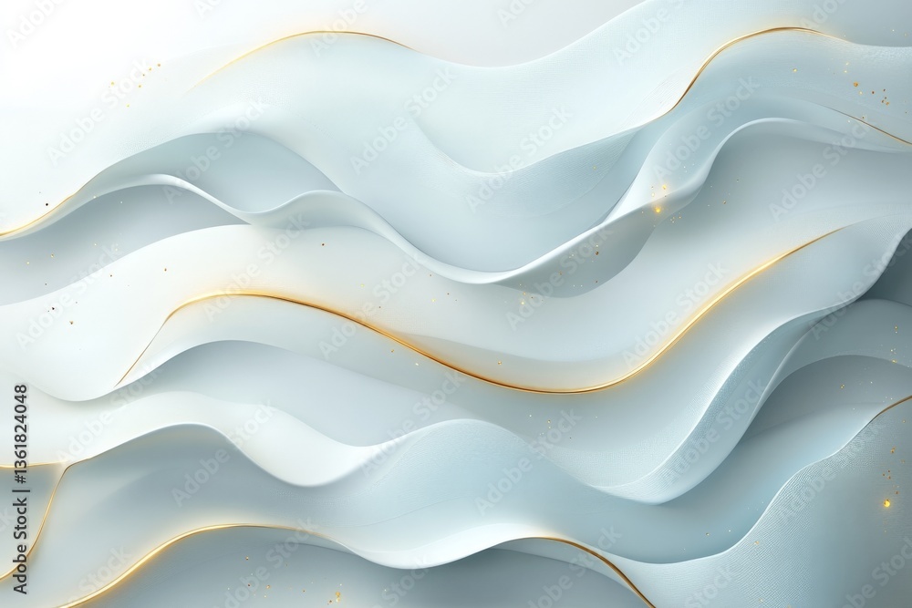 Poster soft flowing waves in white and gold design create an elegant abstract background suitable for moder