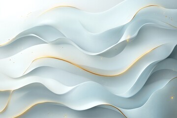 Obraz premium Soft flowing waves in white and gold design create an elegant abstract background suitable for modern art and digital projects
