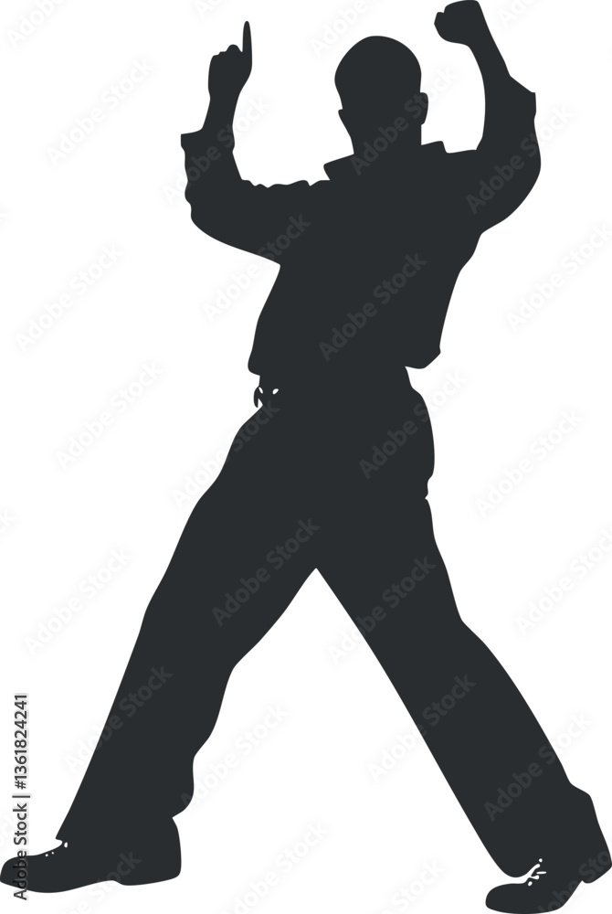 Poster silhouette of a dancer energetically jumping for dynamic design use.