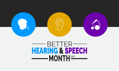 May is Better Hearing and Speech Month—highlighting speech therapy and communication health. Perfect for social media posts, banners, backgrounds, cards, posters, and awareness campaigns