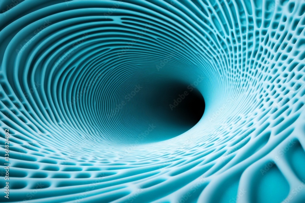 Poster Abstract tunnel with flowing lines and vibrant blue colors creating a sense of movement and depth