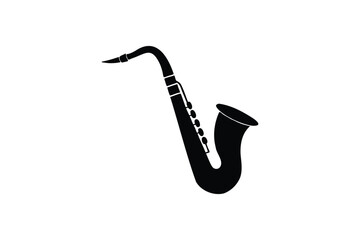 Saxophone icon silhouette on white background