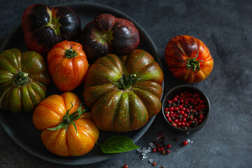 fresh rainbow organic tomatoes