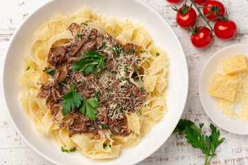 pasta with braised beef and cheese