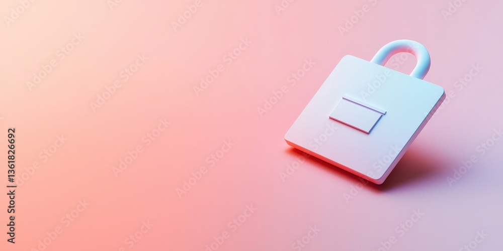 Poster cyber security awareness password network concept. modern padlock on a gradient background.