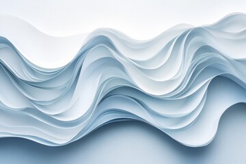 Fototapeta premium Curved layers of blue paper create an abstract wave pattern in a minimalist design