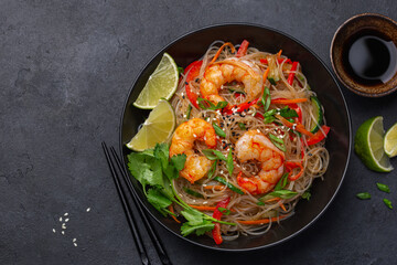  shrimps and  vegetables funchoza rice noodles