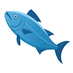 Obraz premium flat 3D minimalistic fish icon in solid blue, featuring streamlined body and detailed fins, conveys sense of calm and simplicity
