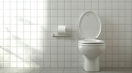 Clean modern bathroom toilet, sunlight, empty. Ideal for hygiene, design, and interior design imagery