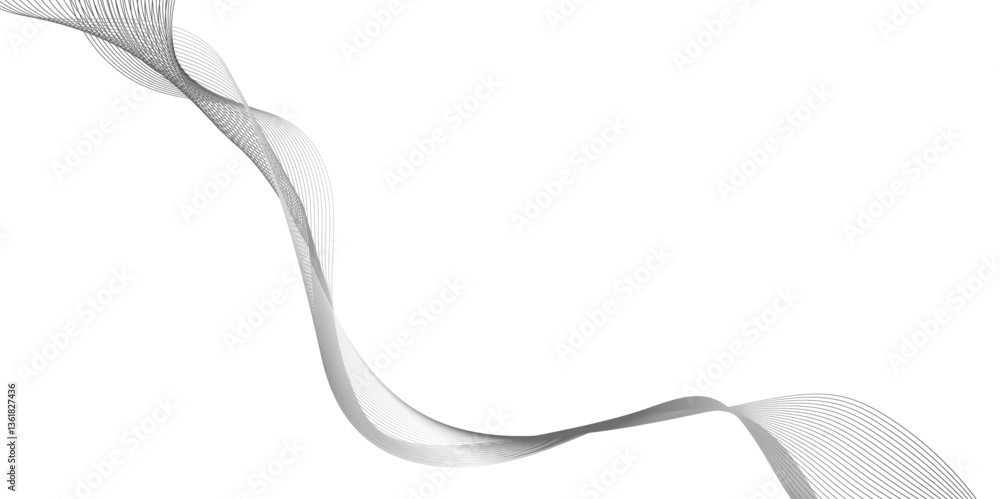 Poster vector illustration of smooth dotted halftone wave blend lines, white smooth element swoosh speed wa