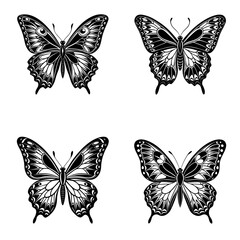 Obraz premium Butterfly silhouette set vector