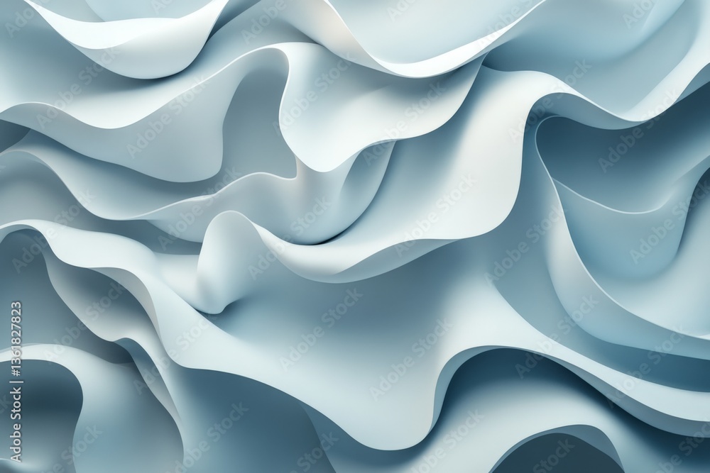 Poster Intricate blue waves create a smooth texture in a modern design setting during daylight