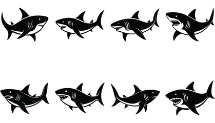 Shark Fish Vector Shilhouette Bundle Set Collection