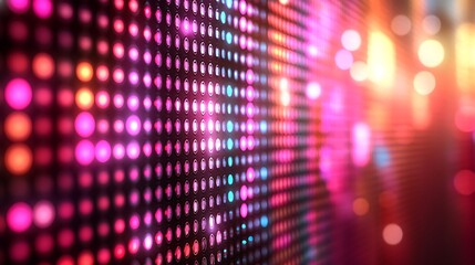 Fototapeta premium A vibrant and colorful wall of illuminated digital lights