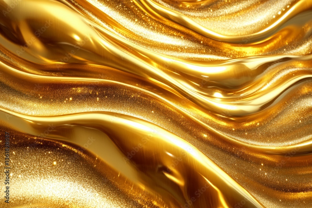 Poster shimmering golden waves ripple gracefully under soft light in a vibrant and dynamic representation o