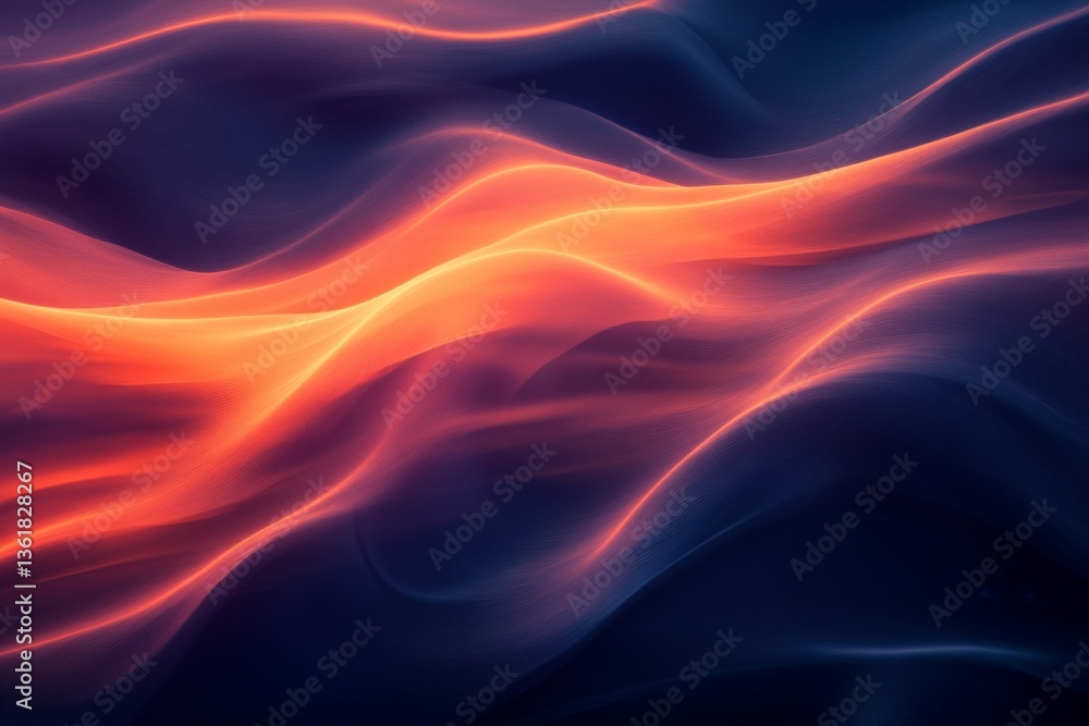 Poster Dynamic waves of light create a mesmerizing pattern in a dark backdrop, evoking a sense of depth and movement
