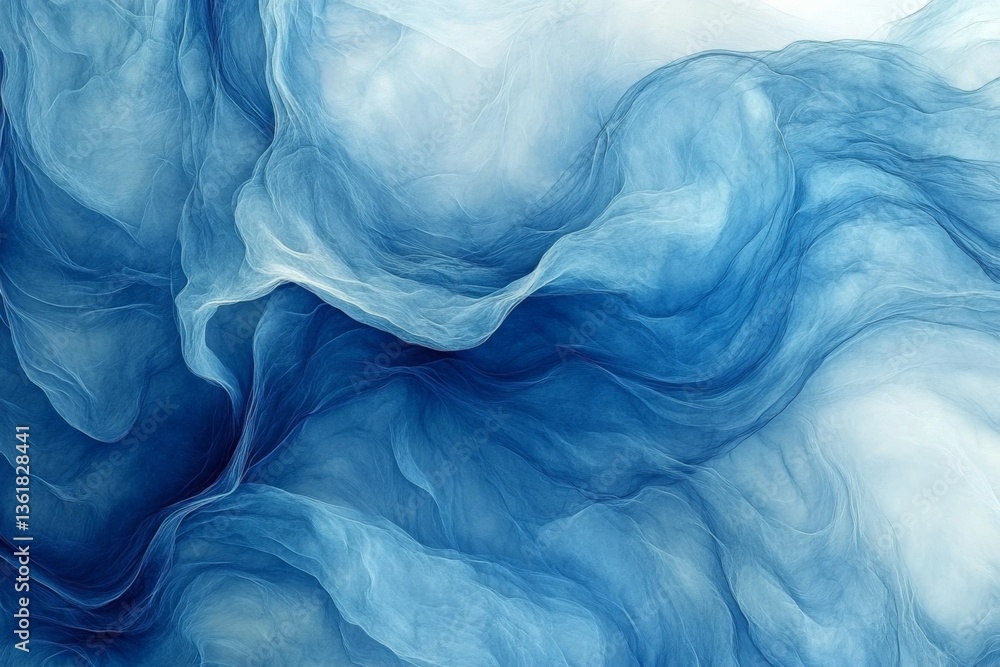Aufkleber Shades of blue create a serene and abstract representation of flow and movement in a calming pattern