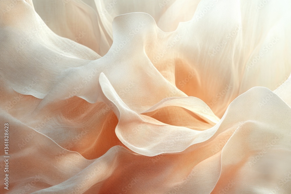 Aufkleber Soft flowing fabric in delicate pastel hues creating an ethereal effect in a studio setting