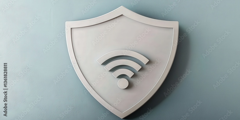 Aufkleber cyber security awareness password network concept. wireless security shield icon on a textured backg
