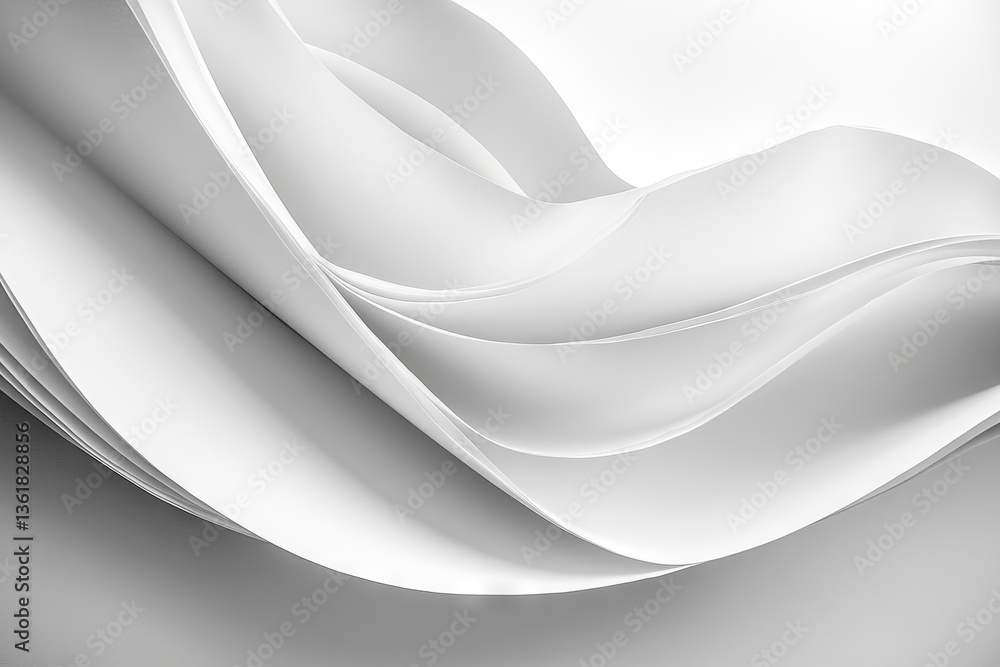 Fototapete flowing white paper creating elegant curves and textures in a minimalist composition showcasing beau